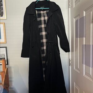 London Fog Black Coat with Plaid Interior